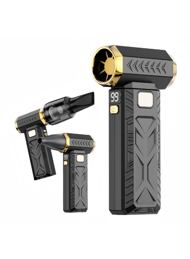 High-Speed Turbo Hair Dryer Handheld USB Charging Violence Fan Vacuum Cleaner Mini Camping Fan, Mini Blower, 130000rpm Ultra-Power Blower and Vacuum Cleaner, Jet Dry Violence Fan, 6-Speed Adjustable, LED Light, C-Type Fast Charging, Suitable for Computer, Keyboard, Outdoor, House and Car Cleaning - Image 1