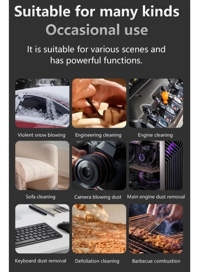 High-Speed Turbo Hair Dryer Handheld USB Charging Violence Fan Vacuum Cleaner Mini Camping Fan, Mini Blower, 130000rpm Ultra-Power Blower and Vacuum Cleaner, Jet Dry Violence Fan, 6-Speed Adjustable, LED Light, C-Type Fast Charging, Suitable for Computer, Keyboard, Outdoor, House and Car Cleaning - Image 4