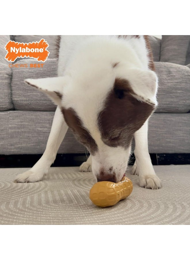 Nylabone Nylabone Fillable Peanut Strong Chew Treat Toy for Dogs, Cute Rubber Dog Toys for Aggressive Chewers, Peanut Butter Flavored Pouch, Medium - Up to 35 lbs, 1 Count  - Image 3