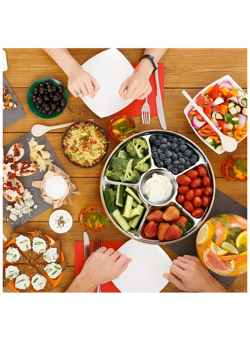 SYOSI Divided Serving Tray with Lid, 10in Snack Tray with Lid, Leak Proof Veggie Tray with Lid, Vegetable Tray with Lid with Stainless Steel 6 Compartments, Fruit Platter Tray for Party (60 oz) - Image 5