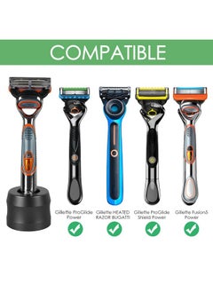 Linkidea Linkidea 2 Pack Aluminum Alloy Razor Stand, Opening Dia 0.86" (22mm) Men's Shaving Stand for Bathroom Countertops, Compatible with Gillette Heated Razor, Fusion 5 Power (Dark Grey)  - Image 2