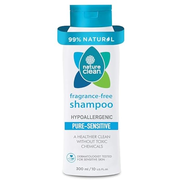 Nature Clean Organic Fragrance Free Shampoo for Men & Women, Unscented Shampoo, Hypoallergenic, Non Toxic Hair & Scalp Cleanser, Sulfate & Paraben Free, Vegan, 10 oz / 300 ml - Image 1
