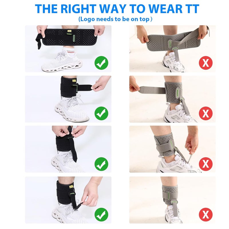 TENB Adjustable Drop Foot Brace Foot Up AFO Brace Unisex Fits for Right/Left Foot Orthosis Ankle Brace Support, Improve Walking Gait, Effective Relieve Pain for Achilles Tendon (Black) - Image 2