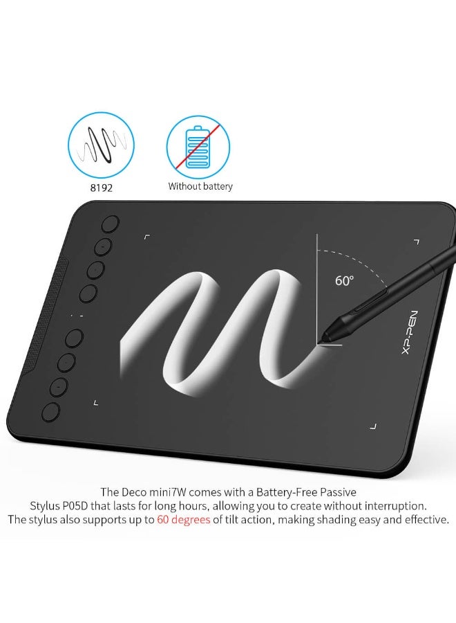 XP-PEN Wireless Drawing Tablet XPPen Deco mini7W Graphic Tablet Pen Tablet with 8192 Levels Pressure, 7 x 4 inch Artist Tablet for Online Teaching/E-Learning Compatible with Window/Mac/Android/Chrome/Linux - Image 3