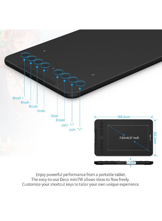 XP-PEN Wireless Drawing Tablet XPPen Deco mini7W Graphic Tablet Pen Tablet with 8192 Levels Pressure, 7 x 4 inch Artist Tablet for Online Teaching/E-Learning Compatible with Window/Mac/Android/Chrome/Linux - Image 4