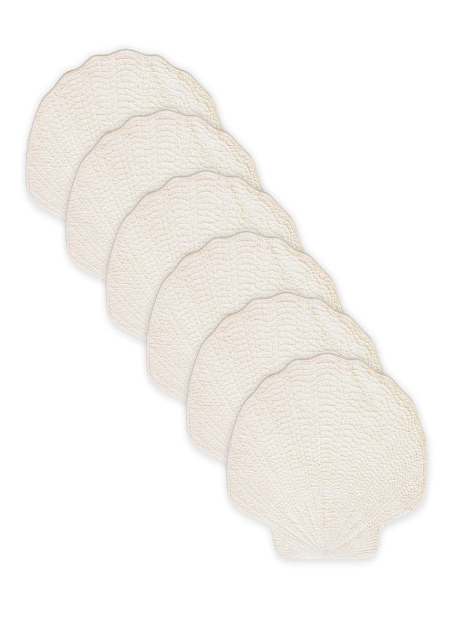 C&F Home Shell White Coastal Nautical Sailing Tropical Beach Sea Life Handcrafted Cotton Quilted Placemat Set of 6 Shell Placemat Set of 6 White - Image 2