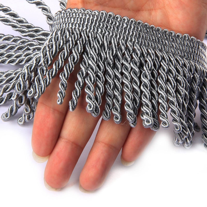 حواف ستارة هيدونغ هيكسي حواف بوليون 510 ياردة × 25 بوصة trims قماش للخياطة DIY زينة للستائر والأرائك والملابس فضي 10 ياردة