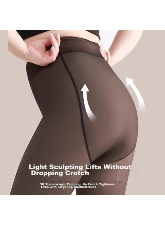 LANG SHA Langsha Women's Plus Size Leggings, Autumn And Winter Fleece-lined, Fake Sheer, Single Layer, Seamless, Skin-translucent, Plus Size Pantyhose - Image 4