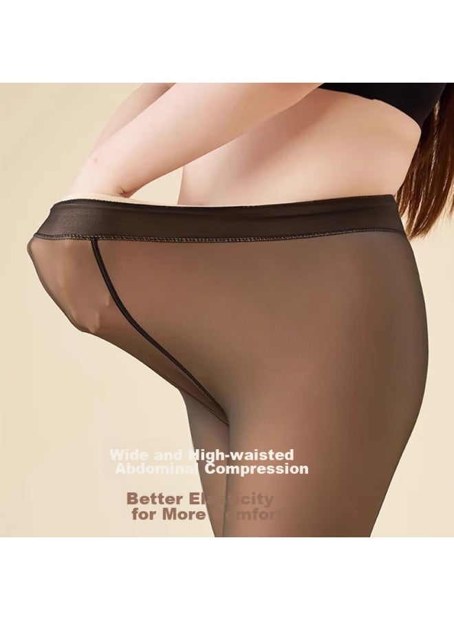 LANG SHA Langsha Women's Plus Size Leggings, Autumn And Winter Fleece-lined, Fake Sheer, Single Layer, Seamless, Skin-translucent, Plus Size Pantyhose - Image 2