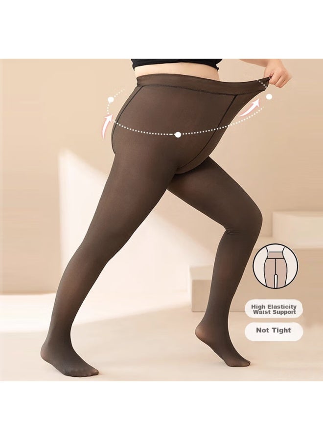 LANG SHA Langsha Women's Plus Size Leggings, Autumn And Winter Fleece-lined, Fake Sheer, Single Layer, Seamless, Skin-translucent, Plus Size Pantyhose - Image 3