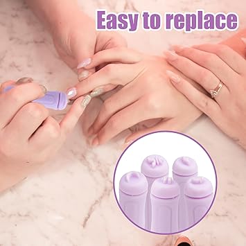 Gosknor Nail Art Stamp Pen Set 1 Nail Stamp Pen and 5 Designs Replacement Heads Stylish Graffiti Nail Stamp Practical Silicone Nail Dotting Tool Kit Nail Supplies for Women - Image 4