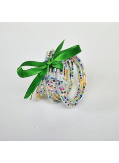 New PVC Silicone Gold Glitter Jelly Bangles Set of 10 Rice beads