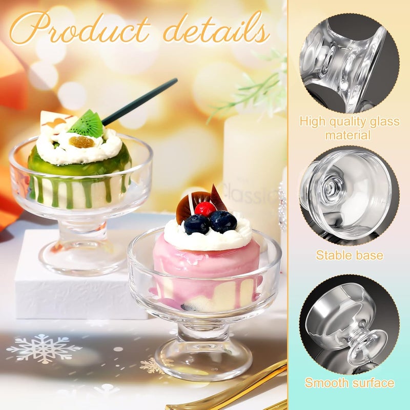 eBoot 12 Pcs Glass Ice Cream Bowls Set 9 oz Mini Dessert Bowls Small Clear Ice Cream Cups Parfait Sundae Trifle Bowl Footed Glass Dessert Cups Serving Dishes for Nuts Fruit Pudding Snack Cereal Party Favors - Image 4