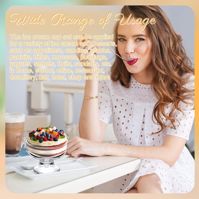 eBoot 12 Pcs Glass Ice Cream Bowls Set 9 oz Mini Dessert Bowls Small Clear Ice Cream Cups Parfait Sundae Trifle Bowl Footed Glass Dessert Cups Serving Dishes for Nuts Fruit Pudding Snack Cereal Party Favors - Image 5