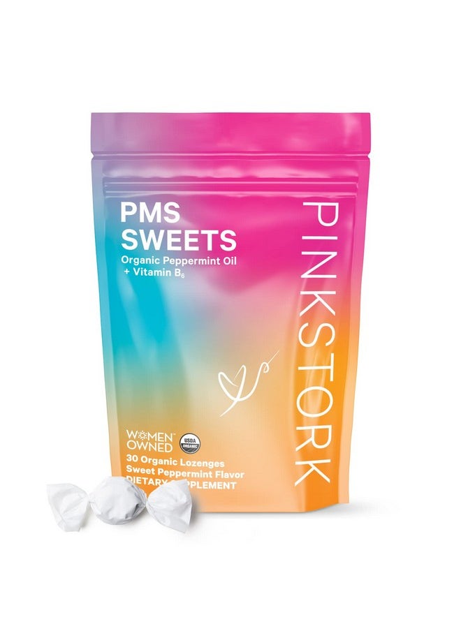 Pink Stork - Pms Sweets: Organic Peppermint Hard Candy For Period Support Vitamin B6 Supports Menstrual Cycle Hormone Balance For Women Womenowned 30 Lozenges - Image 1