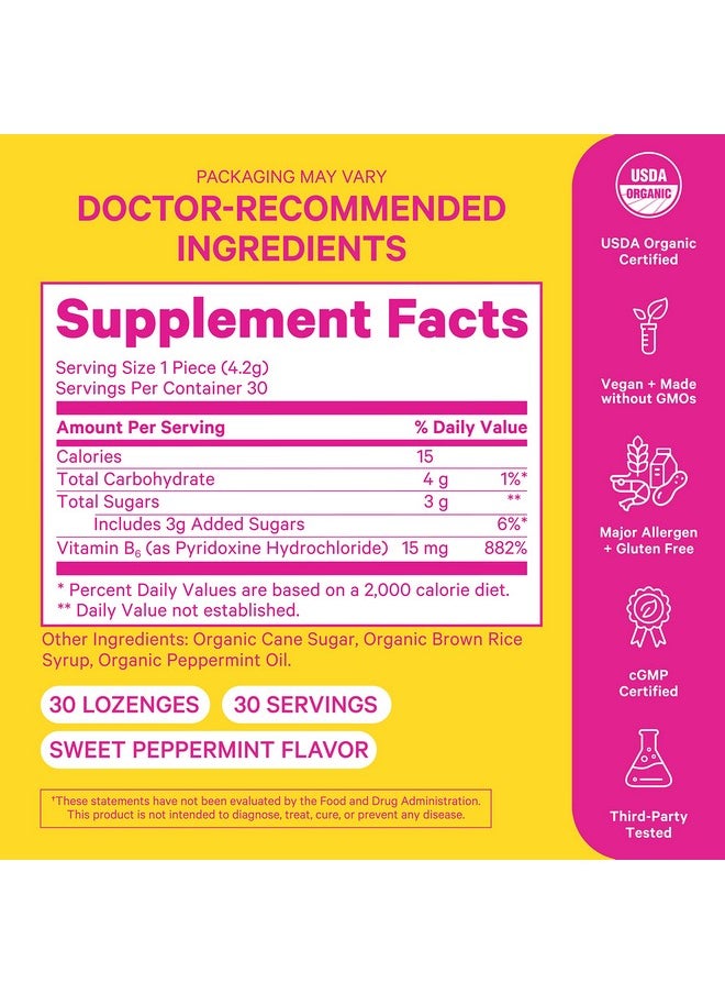 Pink Stork - Pms Sweets: Organic Peppermint Hard Candy For Period Support Vitamin B6 Supports Menstrual Cycle Hormone Balance For Women Womenowned 30 Lozenges - Image 1