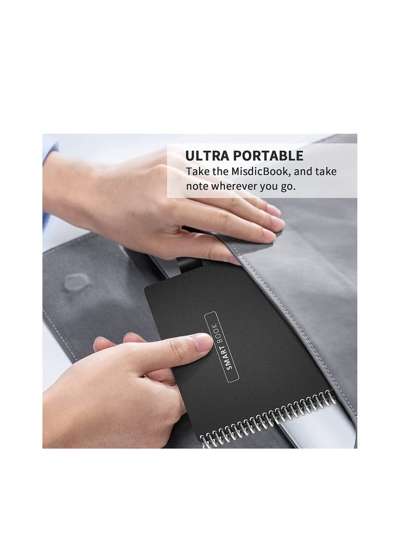 سمارت نوت بوك ذكي قابل لإعادة الاستخدام - مجلة فارغة صديقة للبيئة قابلة للمسح مع قلم فريكسيون وقطعة قماش ممتازة - رسالة هدية حلزونية سوداء مقاومة للماء (8.5 × 11 بوصة) - Image 5