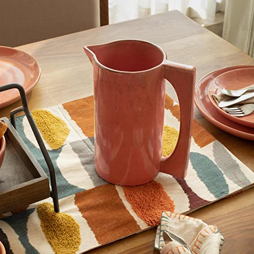 Ellementry Rustic Reef Ceramic Water Jug 1400 ml, Modern Transparent Beverage Server Water Jug for Milk, Juice, Lassi & Cocktail, Easy Pour Carafe with Handle for Home & Office Use - Image 2
