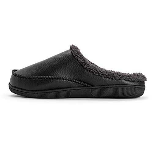MUK LUKS Men's Faux Leather Clog Slipper, Black, Medium (10-11) M US - Image 4