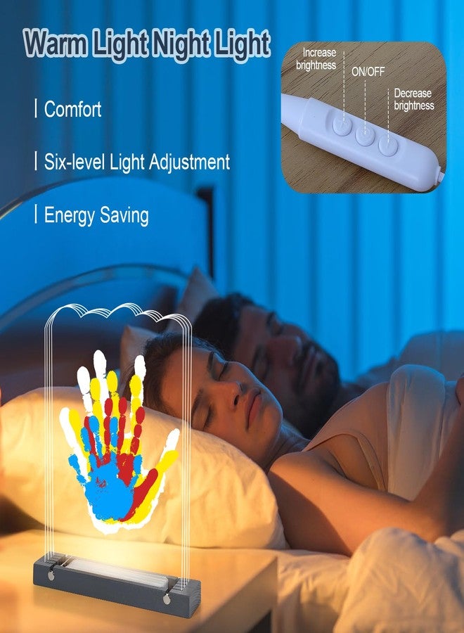 Bixinyo Family Handprint Kit with Light, Baby Hand and Footprint Kit, Family Gifts for New Parents, Christmas, Adoption, Baby Shower New Mom Gifts, Wooden Craft Keepsake (Grey) - Image 3
