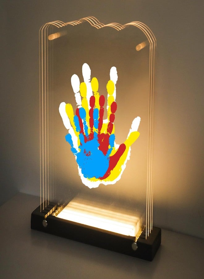 Bixinyo Family Handprint Kit with Light, Baby Hand and Footprint Kit, Family Gifts for New Parents, Christmas, Adoption, Baby Shower New Mom Gifts, Wooden Craft Keepsake (Grey) - Image 1