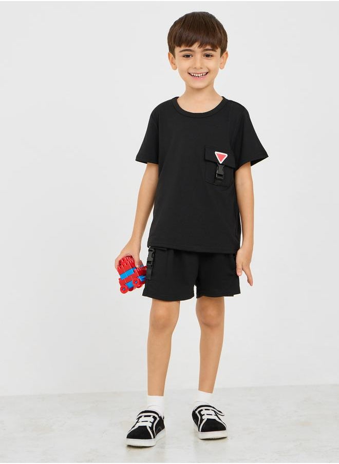 Styli - Printed Flap Pocket with Buckle T-Shirt & Shorts Set - Image 1