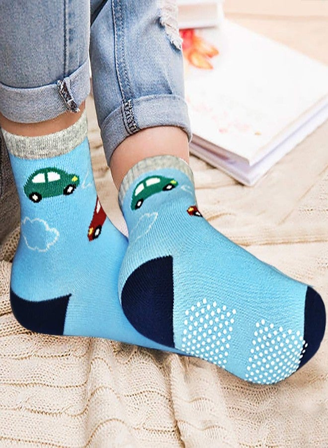 Tphon 12 Pairs Toddler Non Skid Socks with Grips, Anti Slip Bottom, Cotton Non Slip Ankle Crew Socks for Boys, Girls, Kids (3-5 Years) - Image 5