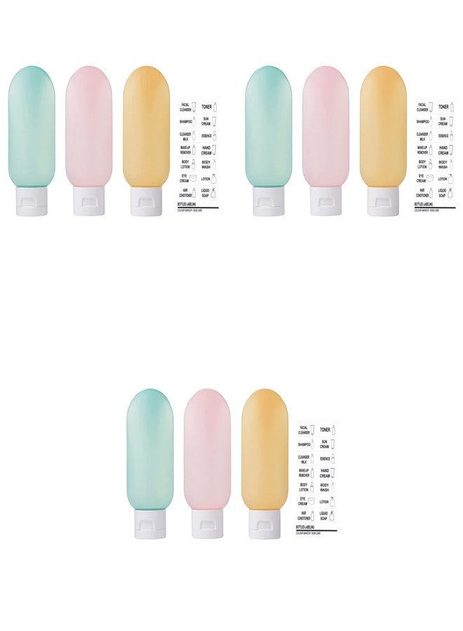 MAYCREATE® Travel Bottles for Toiletries 3pcs Set, 60ml Travel Toiletry Bottles, Small Bottles for Travel, Refillable Leakproof Squeeze Bottles Travel Containers with Lids for Shampoo Lotion, BPA-Free 9 PCS - Image 1