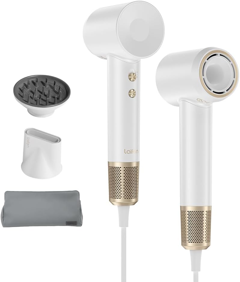 Laifen Swift Premium Ionic Hair Dryer – Golden White| World’s No.1 High-Speed, 200M Ions, 110,000 RPM, Fast Drying, Low Noise, 2 Magnetic Nozzles & Waterproof Travel Pouch - Image 1