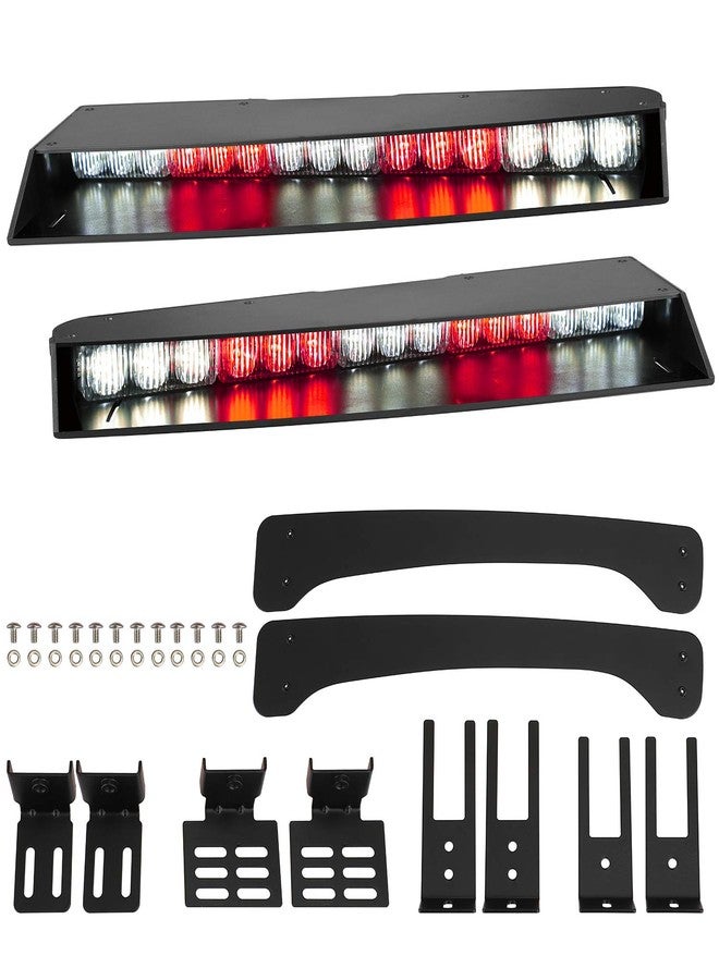 ASPL Visor lights bar 2-15 LED 29 Flash Patterns Interior Upper Windshield Split Mount Emergency Hazard Warning Strobe Light Bar Take Down Light Kit (Red/White) - Image 1