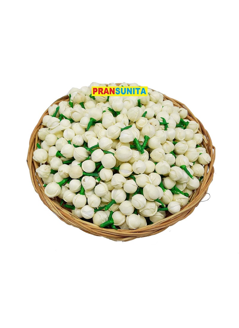 PRANSUNITA PRANSUNITA 100 pcs Artificial Mogra BudsJasmine Flower Pollen for Jewelry Making Hair Accessories Craft Material White Handmade Sola Flower Bud  - Image 1