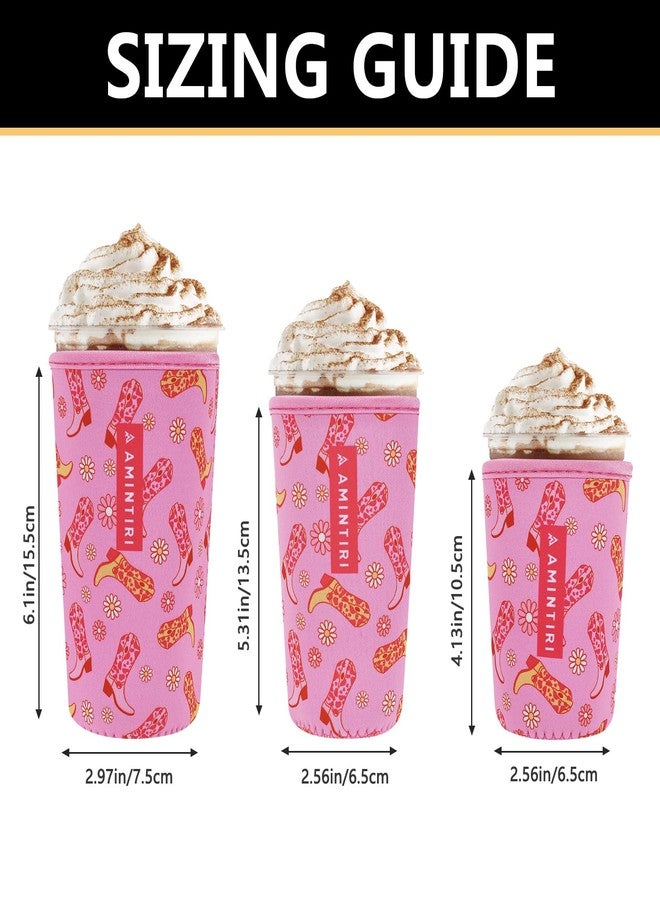 Amintiri 3 Pack Reusable Sleeve for Iced Coffee Cup, Coffee Neoprene Sleeve for Iced&Hot Drinks, Coffee Sleeve Compatible with Starbucks, Dunkin Coffee Cup. (Cowgirl) - Image 3