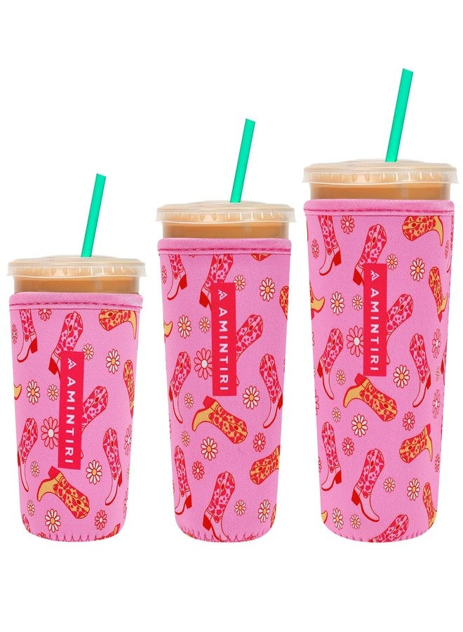 Amintiri 3 Pack Reusable Sleeve for Iced Coffee Cup, Coffee Neoprene Sleeve for Iced&Hot Drinks, Coffee Sleeve Compatible with Starbucks, Dunkin Coffee Cup. (Cowgirl) - Image 1