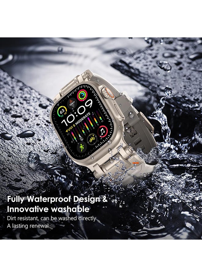 O Ozone - Sports Liquid Silicone Rubber Band with Stainless Steel Adapter for Apple Watch Ultra 1/2 49mm 45mm 44mm 42mm Men, Durable Armor Designed Strap- Green - Image 1