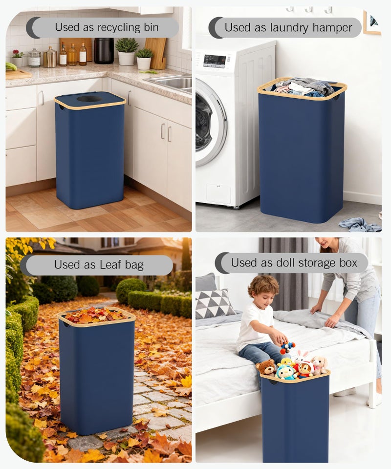 Magicheap Recycling Bins for Kitchen, 26 Gallon (100L) Recycle Bin with lid, Indoor Oxford Fabric Recycling Trash Can with 2 Pack Removeable and Reusable Inner Bags for Bottle Can Glass Plastic Sticker, Blue - Image 5