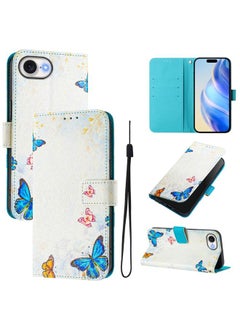 For iPhone SE 2024 Art Colored Drawing Pattern Leather Phone Case(Butterfly house)