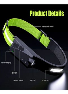 fashionhome 5 Modes Lights Outdoor Portable Waterproof USB Rechargeable Sensor Built in Battery LED Working Light Headlamp 230 Degree Wide Beam Headlight for Camping Running Hiking Fishing  - Image 2