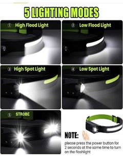 fashionhome 5 Modes Lights Outdoor Portable Waterproof USB Rechargeable Sensor Built in Battery LED Working Light Headlamp 230 Degree Wide Beam Headlight for Camping Running Hiking Fishing  - Image 5
