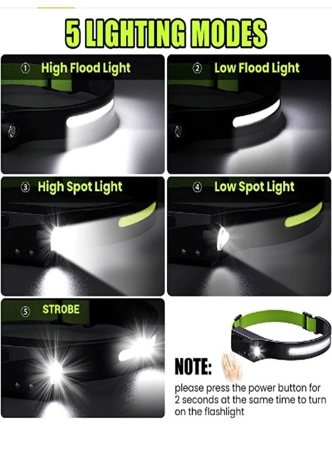 fashionhome 5 Modes Lights Outdoor Portable Waterproof USB Rechargeable Sensor Built in Battery LED Working Light Headlamp 230 Degree Wide Beam Headlight for Camping Running Hiking Fishing  - Image 5