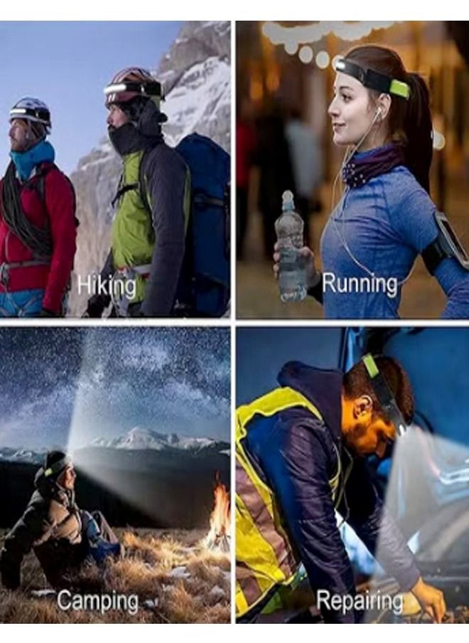 fashionhome 5 Modes Lights Outdoor Portable Waterproof USB Rechargeable Sensor Built in Battery LED Working Light Headlamp 230 Degree Wide Beam Headlight for Camping Running Hiking Fishing  - Image 3