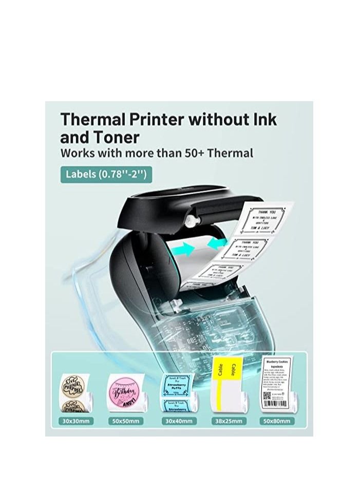 Phomemo M110 Portable Thermal Label Printer Bluetooth Connection Apply For Labeling Shipping Office Cable Retail Barcode And More Black