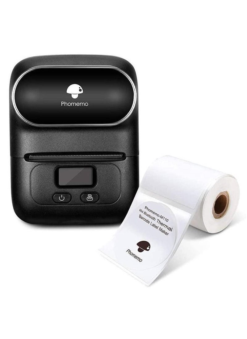 Phomemo M110 Portable Thermal Label Printer Bluetooth Connection Apply For Labeling Shipping Office Cable Retail Barcode And More Black