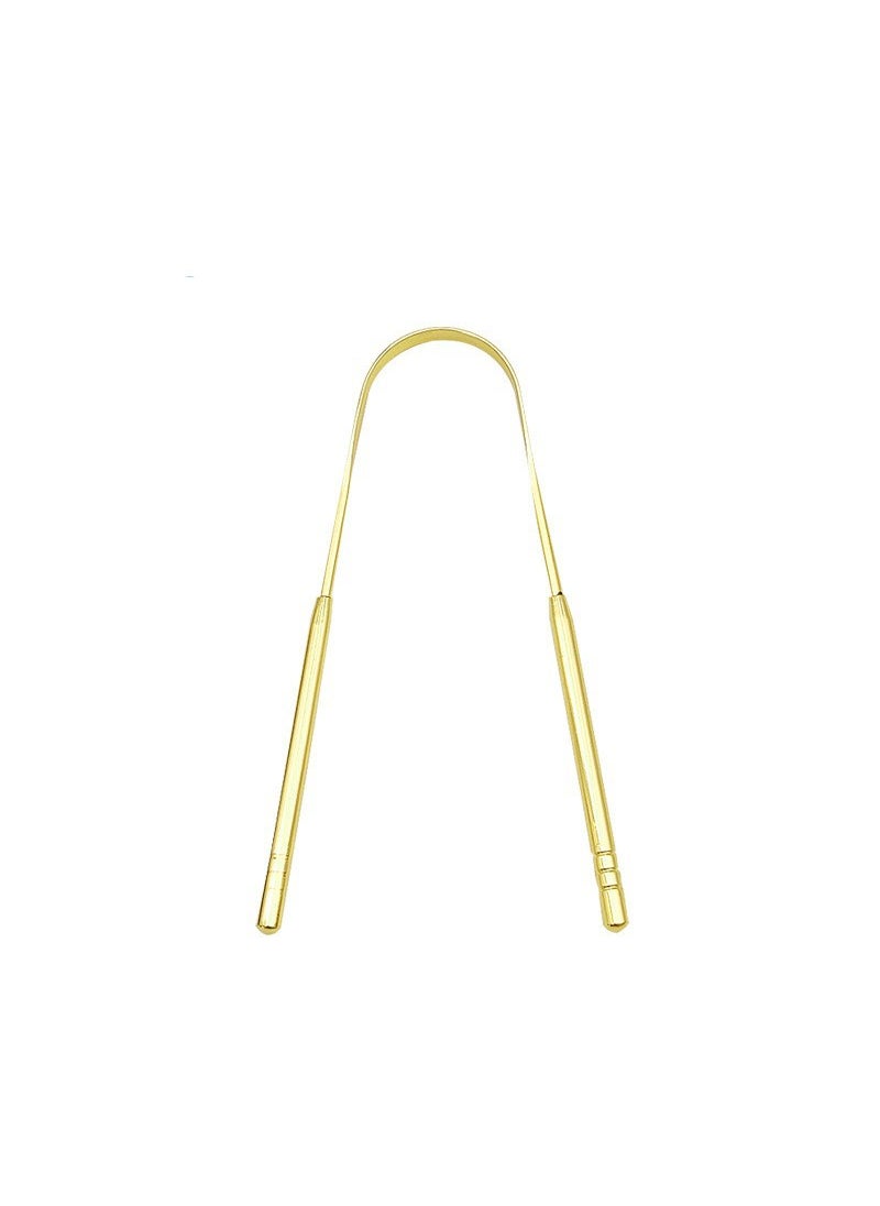 Generic - Stainless Steel Tongue Scraper Fresh Breath Oral Hygiene ToolGold U-shaped tongue scraper Gold U-shaped tongue scraper - Image 1