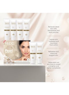 VLCC VLCC Natural Pearl Facial Kit - Single Use | Salon Like Facial at Home in Just 6-Steps | Includes Cleanser, Scrub, Cream, Face Pack & Oil Free Gels | 2.12 Oz/60g  - Image 4