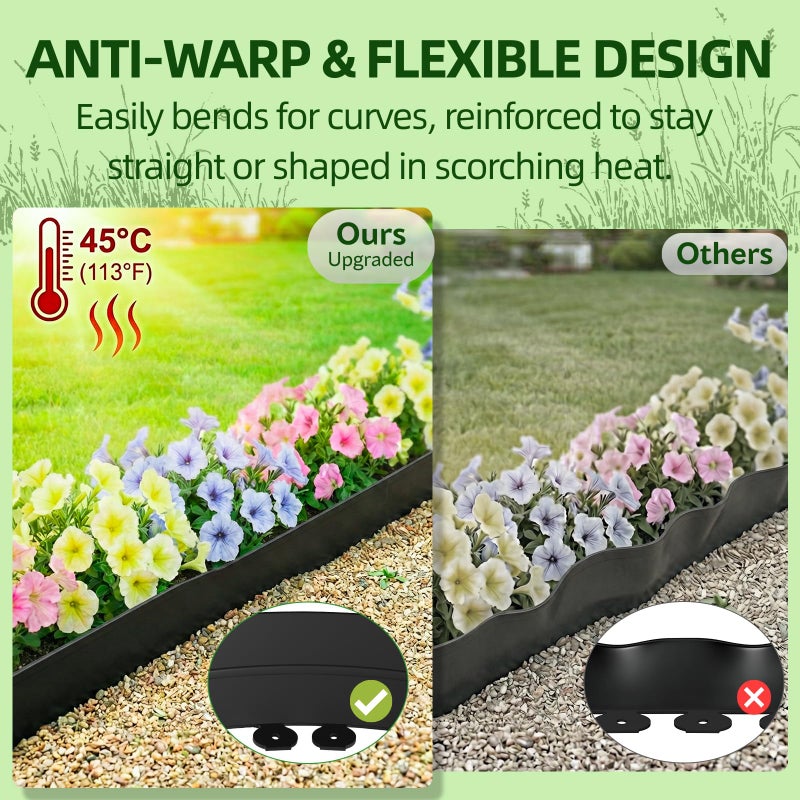 Bluepro Landscape Edging, 2 Inch 100 ft Garden Border Edging Upgraded with 150 Steel Stakes (Strong) & Reinforced Design - Durable Plastic Garden Border for Flower Beds, Lawn & Yard - Image 3