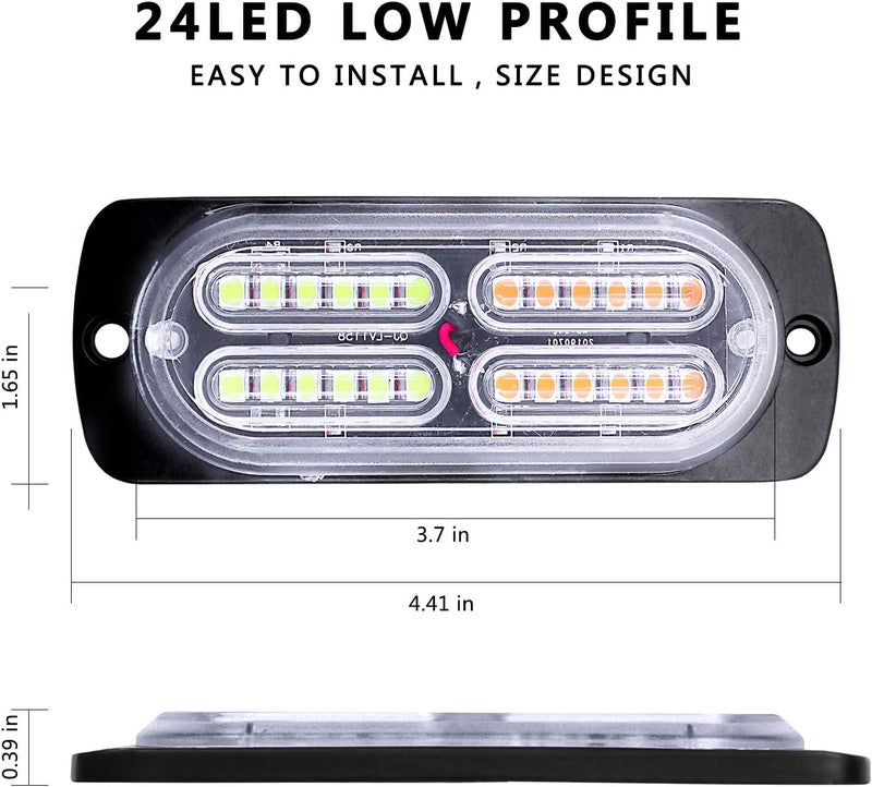 EASE2U E أضواء التحذير LED EASE2U E، 4 قطع أضواء ستروب طارئة مع صندوق تحكم (برتقالي) - Image 4
