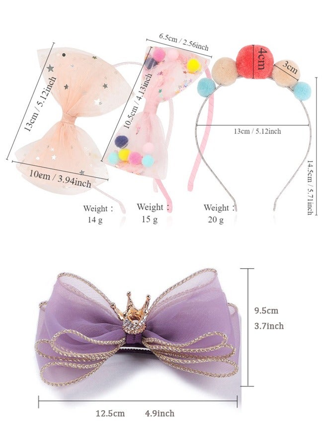 إسكدنيا مجموعة اكسسوارات شعر 6 قطع مع رباط رأس مزين بقوس رومانسي ومشابك شعر - Image 2