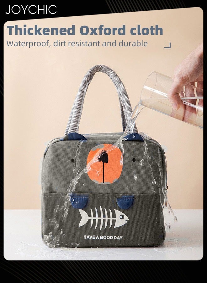 Joychic Lovely Aluminum Foil Heat Preservation Lunch Bag  Water and Dirty Resistant Durable Canvas Tote for Men Women School Office  - Image 2