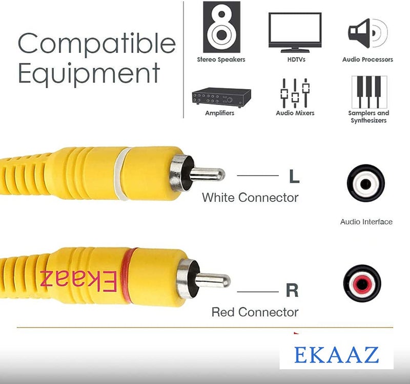 EKAAZ RCA to 1/4 Cable, Quarter inch TRS Jack to RCA (2 Jack 6.35mm Stereo to 2 RCA Jack) Audio Y Splitter Cable Insert Cable (5 Meter) - Image 4