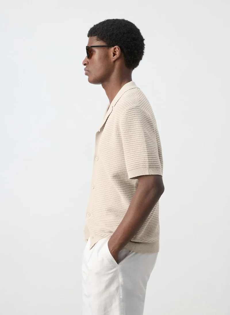 Mango Man  Knit shirt with bowling collar for Men | Best Price UAE